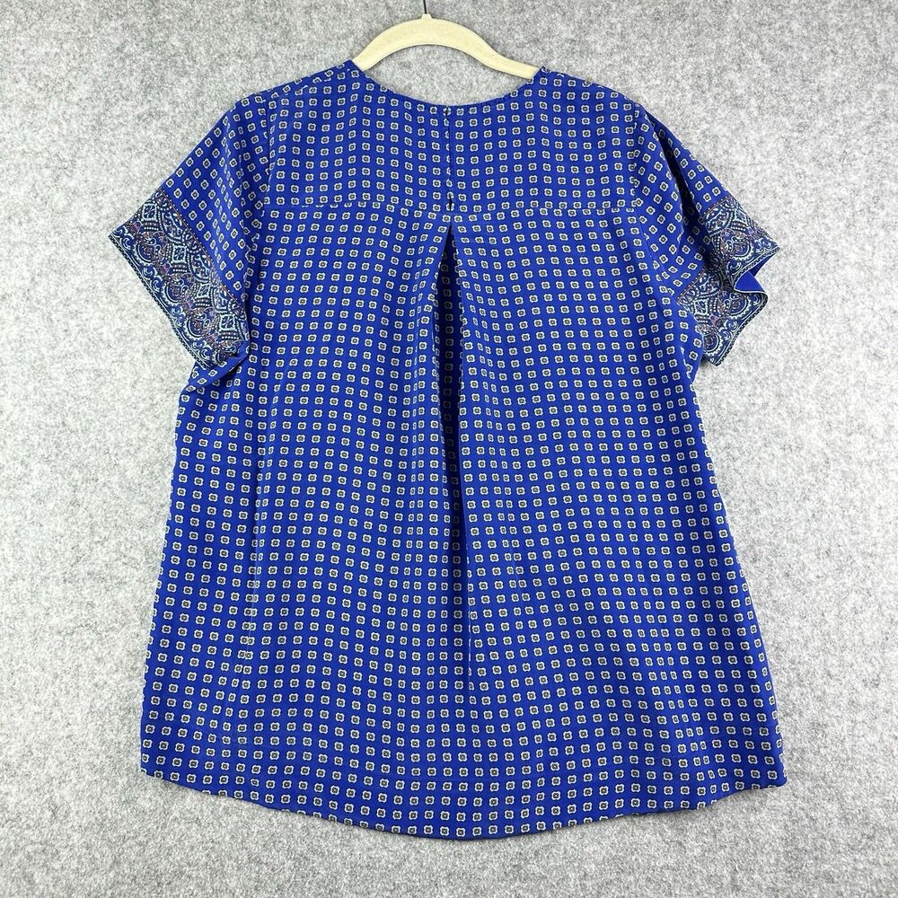 Madewell Blue Patterned Short-Sleeve Blouse - Picture 6 of 13